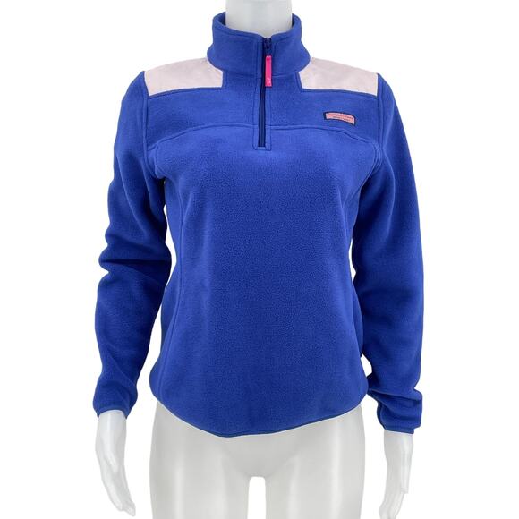 Vineyard Vines Blue Fleece 1/4 Zip Winter Athletic Women's Pullover Jacket XS - Picture 1 of 7